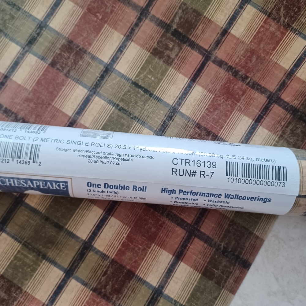 Wallpaper Nellie Brick Wooden Plaid Green, Red, Beige - Picture 7 of 11